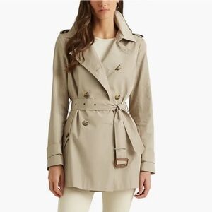 Ralph Lauren Short Trench Coat in Khaki